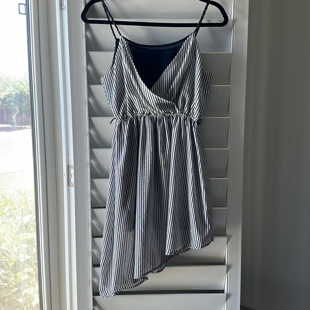 Asymmetrical striped summer dress